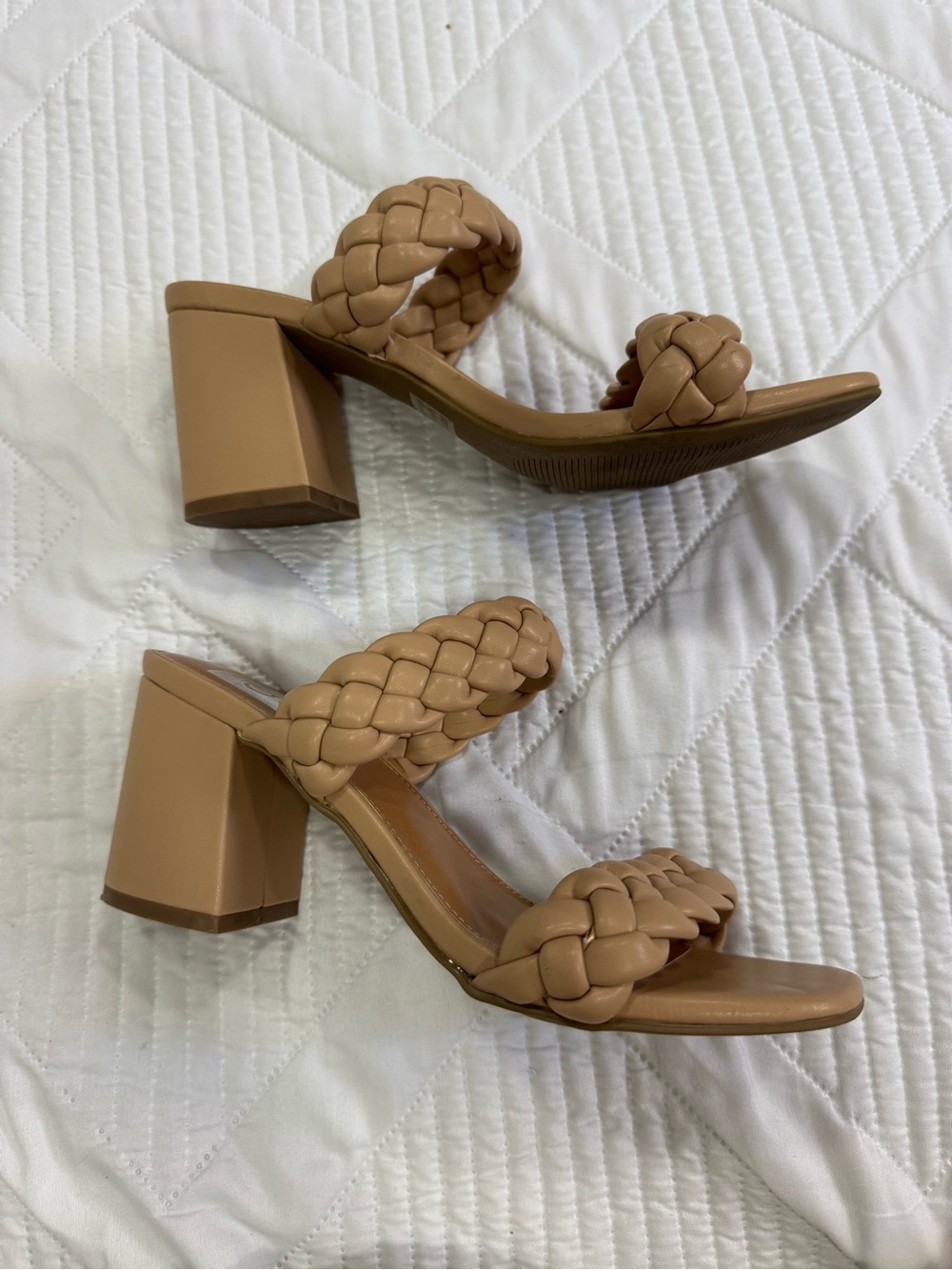 DV by Dolce Vita Braided Double Strap Block Heel Sandals in Tan